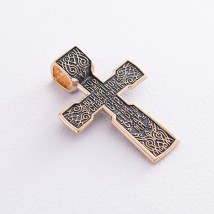 Golden Orthodox cross "Crucifixion" p02415 Onyx