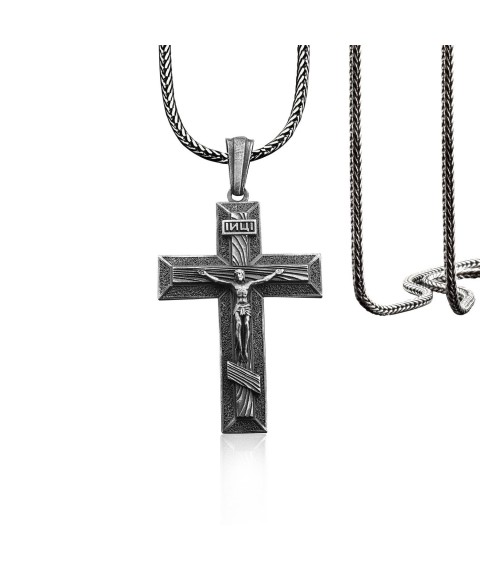 Silver cross "Crucifixion of Jesus Christ" 133168 Onyx