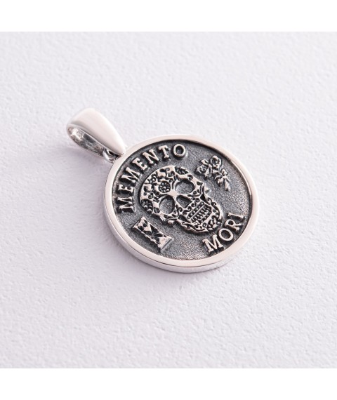 Silver pendant "Memento mori" 133134 Onyx