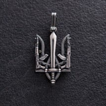 Pendant "Coat of arms of Ukraine - Trident" in silver 133150 Onyx