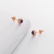 Gold stud earrings (amethyst) s05259 Onyx