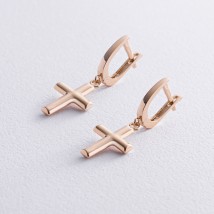 Gold earrings "Cross" s07896 Onyx