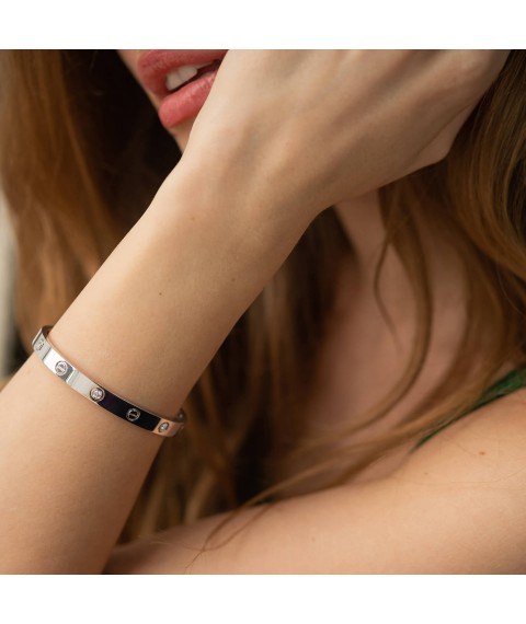Hard bracelet "Love" with diamonds (white gold) 531761121 Onyx 18