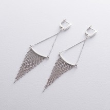 Silver earrings "Rain" (rhodium) 122560 Onyx