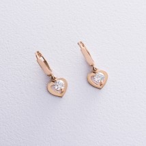 Gold earrings Hearts s06540 ​​Onyx