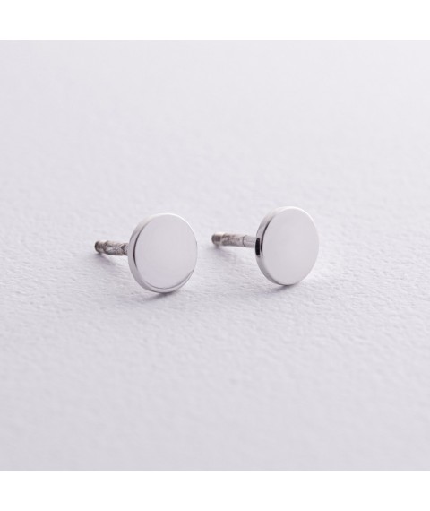 Silver earrings - studs without stones 122437 Onyx