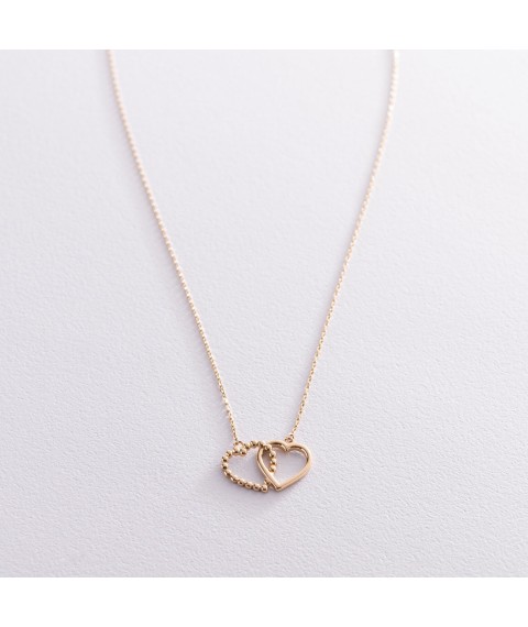 Necklace "Lovers' hearts" in yellow gold coll01988 Onyx 43