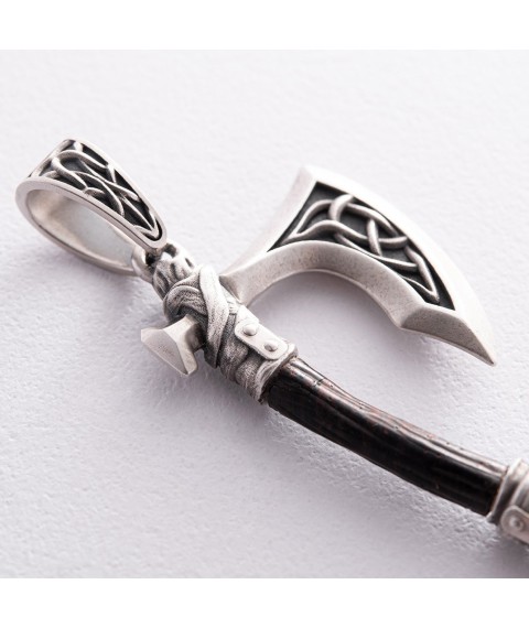 Silver pendant "Axe of Perun" with ebony 1124 Onyx