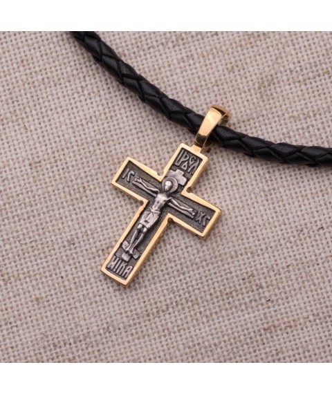 Silver cross with gold plated 132460 Onyx