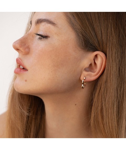 Earrings "Clover" in red gold s06972 Onyx