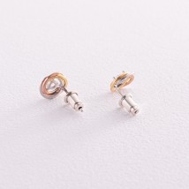 Silver earrings - studs with multi-colored gold plated (cubic zirconia) 123264 Onyx