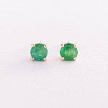 Gold earrings - studs with emeralds sb0113gl Onyx