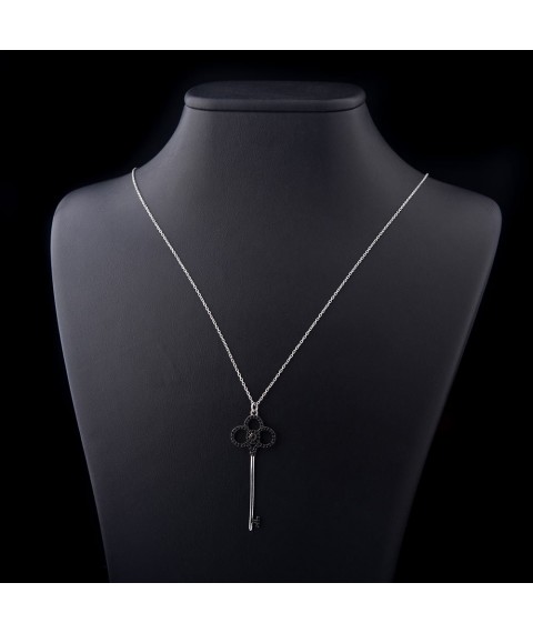 Silver necklace "Key" (cubic zirconia) 18471 Onix 70