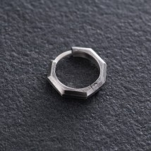 Men's single earring "Grani" in silver 7112 Onyx