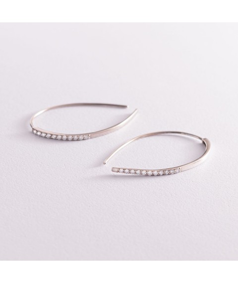 Срібні сережки "Клео" з фіанітами 4991 Онікс