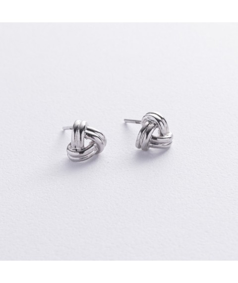 Silver earrings - studs "Plexus" 122753 Onyx