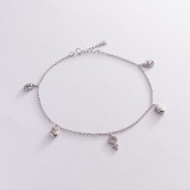 Silver ankle bracelet with cubic zirconia 14979 Onix 28