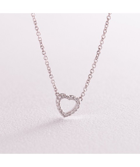 Gold necklace "Heart" with diamonds flask0088ca Onix 45