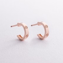Gold earrings - studs "Love" s07441 Onyx