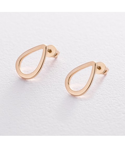 Stud earrings "Droplets" in yellow gold 1.4*1.0 cm s06317 Onyx