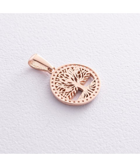 Pendant "Tree of Life" with cubic zirconia (red gold) p03822 Onyx