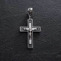 Срібний хрест з чорнінням 132728 Онікс