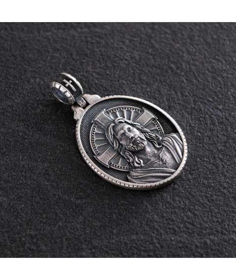 Silver pendant "Jesus Christ" 133181 Onyx