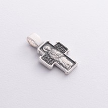Серебряный православный крест "Распятие. Св. Николай Чудотворец" 132853 Онікс