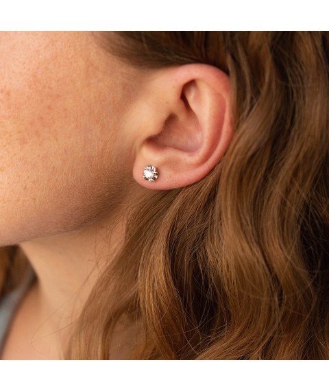 Gold earrings - studs with diamonds sb0038cha Onyx