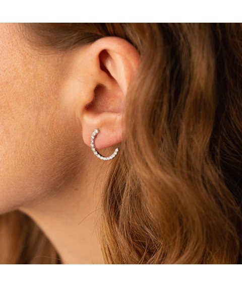 Gold earrings - studs "Lunnitsa" with diamonds sb0411cha Onyx