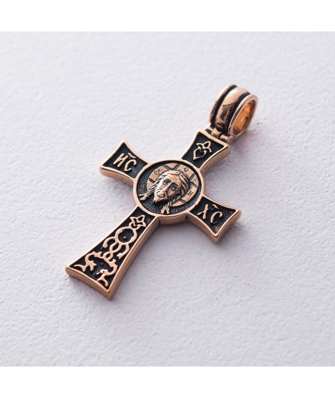 Золотий православний хрестик "Спаси і Збережи" п02417 Онікс