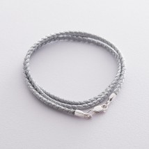 Шелковый серый шнурок с гладкой серебряной застежкой (2.5 мм) 18404 Онікс  50