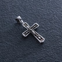 Золотий православний хрест "Розп'яття. Спаси та Збережи" п02486 Онікс