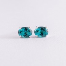 Silver earrings - studs with synthetic. tourmaline 121958 Onyx