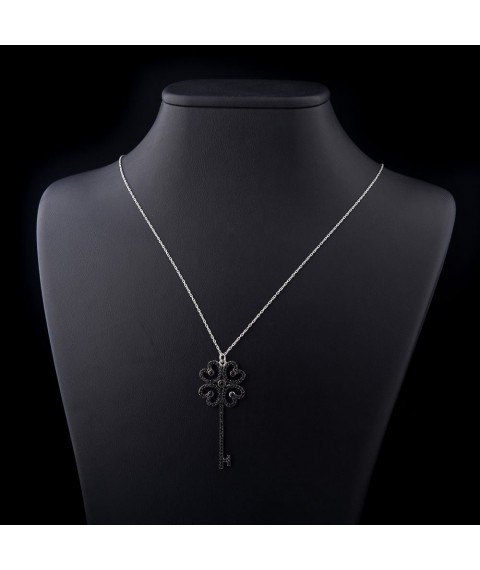 Silver necklace "Clover Key" (cubic zirconia) 18466 Onyx 70