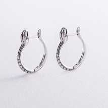 Silver earrings "Snakes" 123229 Onyx