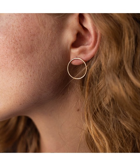 Gold earrings "Cycle" (2.0 cm) s07789 Onyx