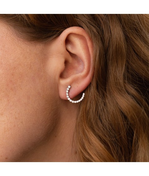 Gold earrings - studs "Lunnitsa" with diamonds sb0411cha Onyx