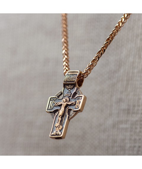 Gold cross with blackening "Celtic" p01852 Onyx