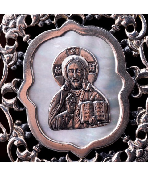 Серебряная икона "Иисус" 23439и Онікс