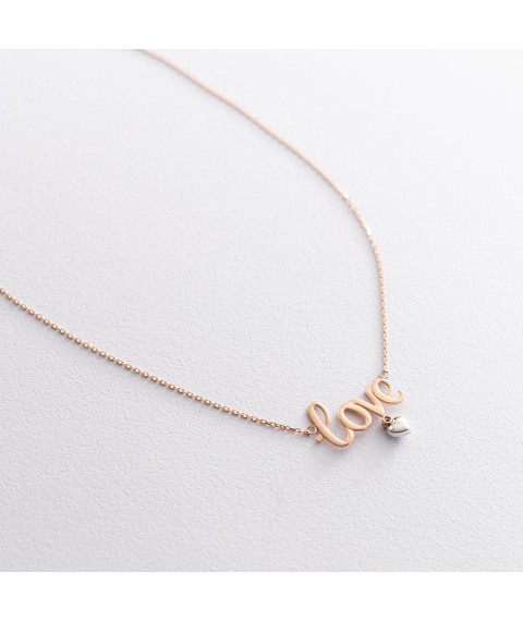 Gold necklace "Love" with heart col01118 Onyx 45
