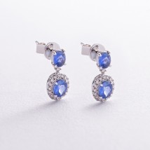 Gold earrings - studs with diamonds and sapphires sb0459nl Onyx