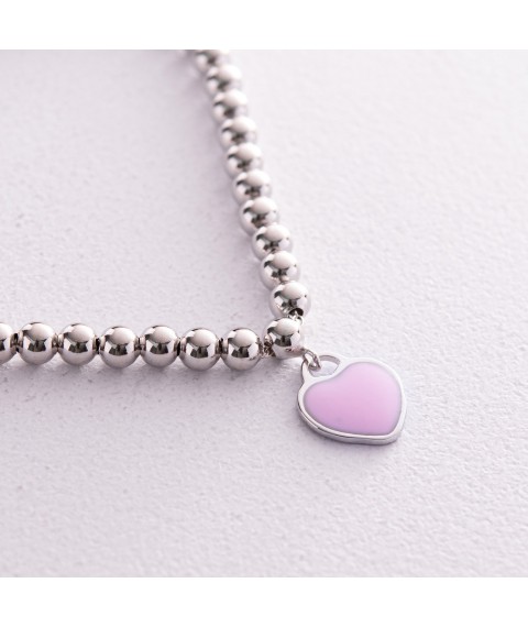 Silver bracelet "Heart" with cubic zirconia 141175 Onix 16