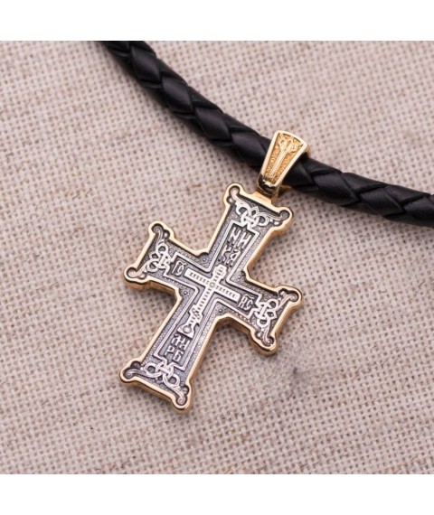 Silver cross with gold plated “Calvary” 131794 Onyx