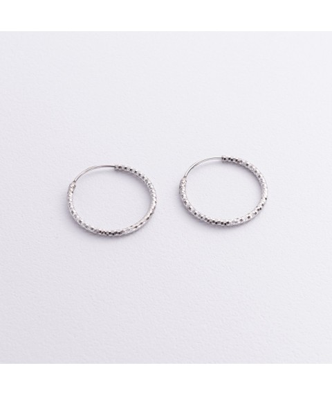 Сережки - кільця у сріблі (2.4 см) 122960 Онікс