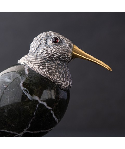Handmade silver figure "Kiwi Bird" 23166 Onyx