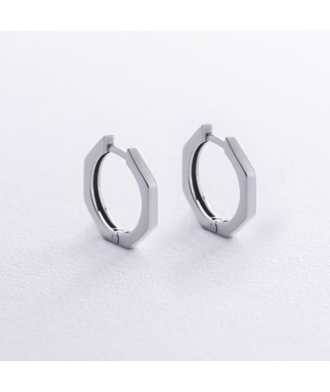 Сережки - кільця "Геометрія" у сріблі 7069 Онікс