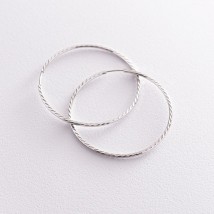 Серьги - кольца в белом золоте (4.6 см) с07142 Онікс
