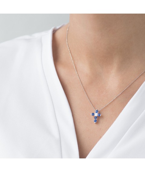 Gold cross (blue sapphire, diamond) pb0110lg Onyx