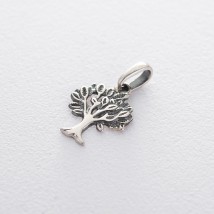 Silver pendant "Tree of Life" blackened 131386 Onyx